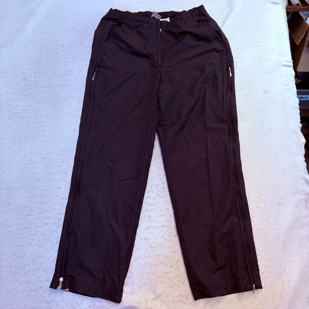 Nike Track Pants Womens Small Black Side Zip Elastic Waist Athletic Joggers